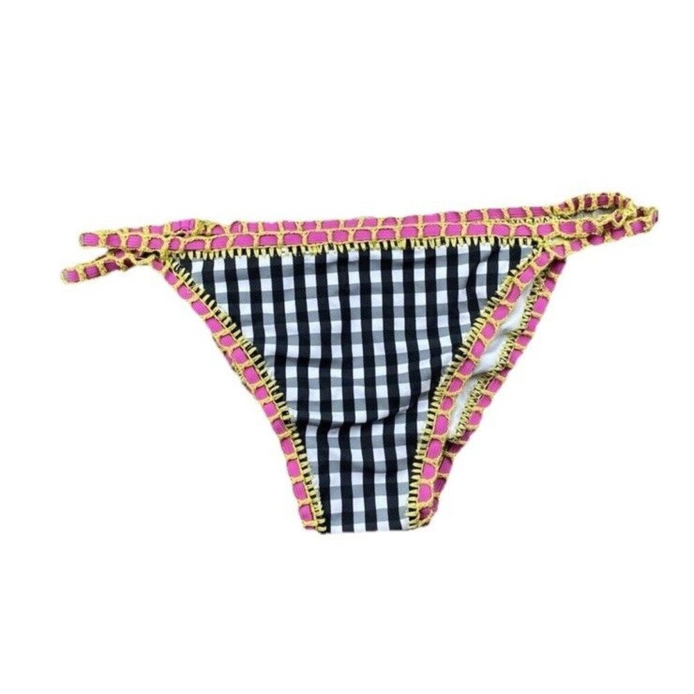 Missguided Womens Size Large Plaid Print Cheekster Fit Swim Bikini Bottom